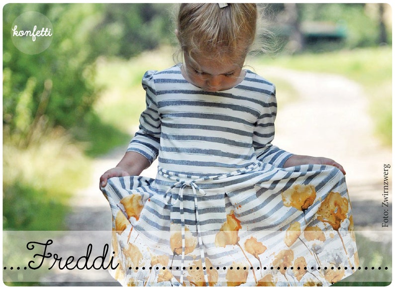 Freddi girls dress size 86-164 long and short-sleeved sewing pattern ebook instructions sewing pattern / confetti patterns / confetti patterns / sew image 1