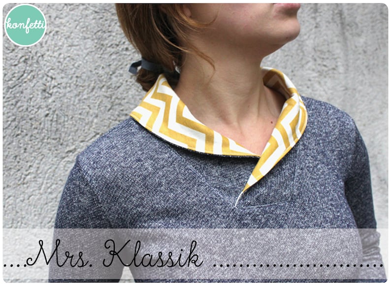 Mrs.Klassik Damenpullover Hoodie Gr. 34-54 Schnittmuster ebook Anleitung PDF / sewing pattern / Konfetti Patterns / konfettipatterns / nähen Bild 1