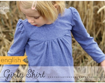 Girly Shirt (Size 86-164)  girls / eBook / PDF / sewing pattern / Konfetti Patterns / konfettipatterns / digital / downlaod / Basic-Shirt