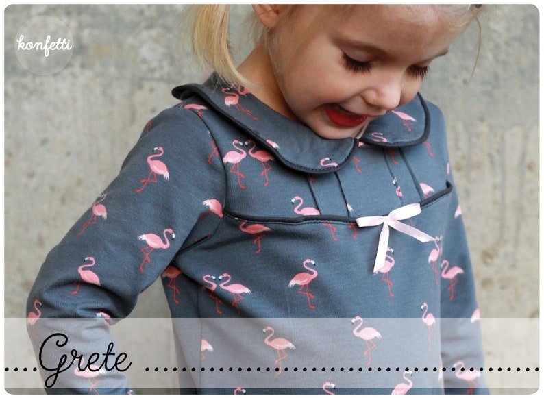 Grete-Peter Pan collar-shirt pattern size 86-164 Girls ebook Tutorial PDF sewing Pattern/Confetti patterns/Confetti patterns/sewing image 1