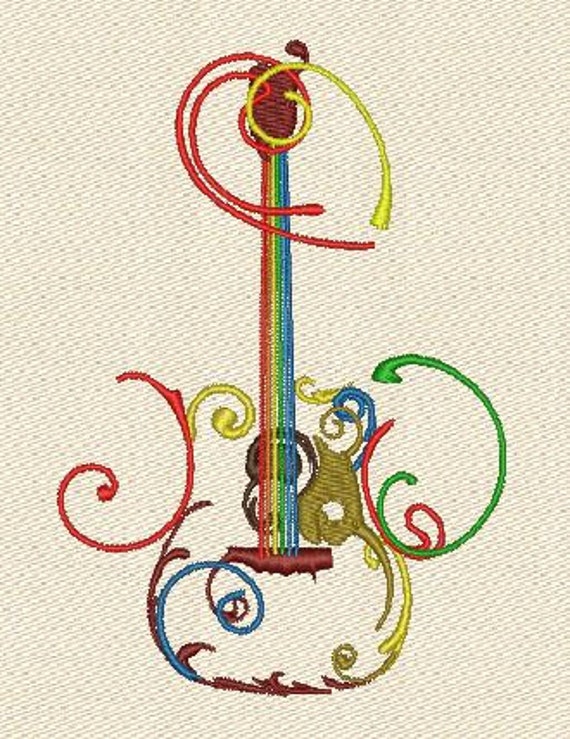 Guitar music machine embroidery designs Etsy