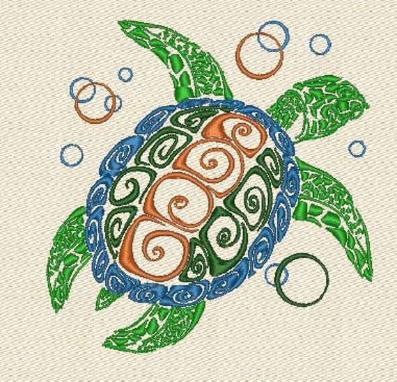 Turtle machine embroidery designs 2 Sizes Etsy