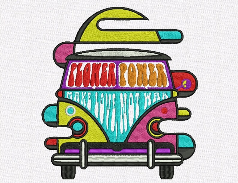 HippieBus Volkswagen machine embroidery designs 2 size Etsy