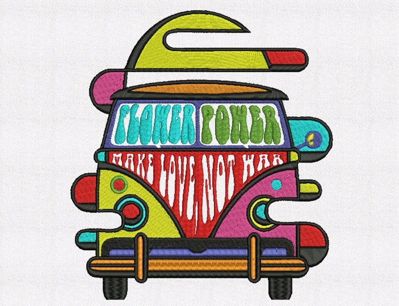 HippieBus Volkswagen machine embroidery designs 2 size Etsy