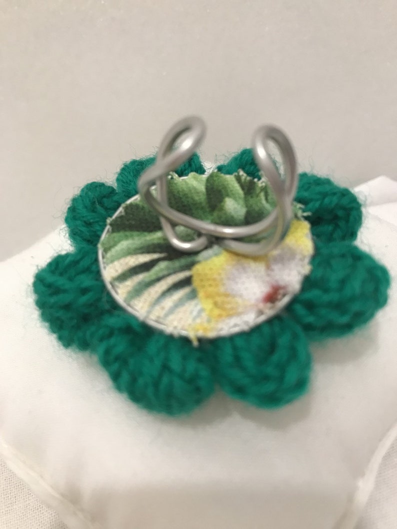 winter 2021 accessory jersey knitted wool ring green knitted wool adjustable ring wool ring