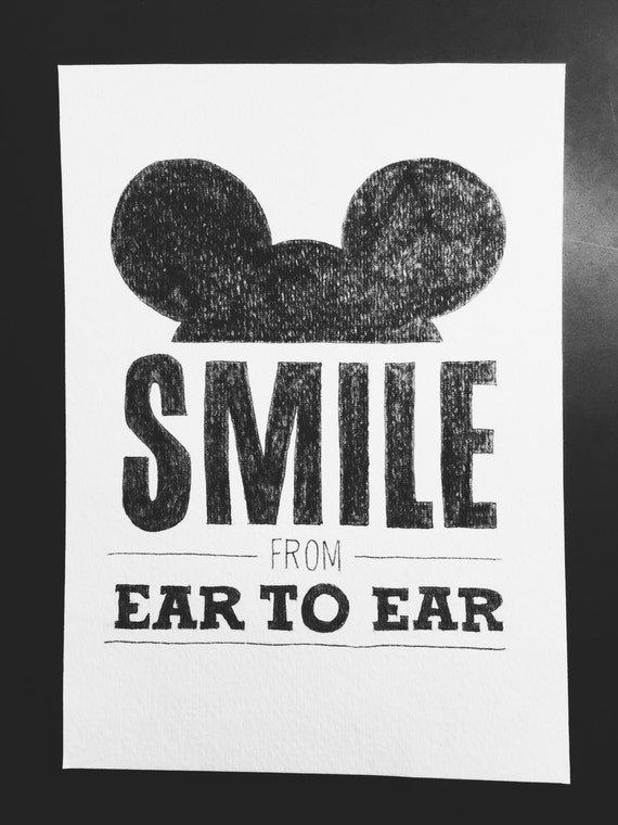 Smile From Ear To Ear Original Drawing Disney World Disney Etsy
