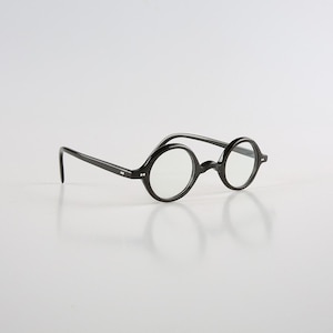 Genuine Natural Horn Handmade Thin Round Wide Nose Glasses Frames Sunglasses - Piano Black Polished - Men - Women - 100% Genuine Horn