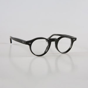 Monture de lunettes de style Miltzen en corne de buffle naturelle véritable faite à la main - Noir piano - Rivets en acier inoxydable - Homme - Femme - 100 % corne de buffle véritable