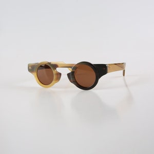 Lunettes de soleil rondes épaisses faites à la main en corne naturelle véritable - Hommes - Femmes - 100 % corne véritable