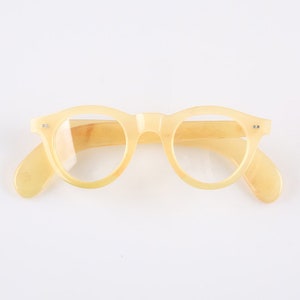 Véritable Miel Naturel Corne de Yak Fait à la Main Style Japonais Rétro Rivets Lunettes Cadres - Hommes - Femmes - 100% Véritable Corne de Taureau