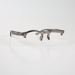 Demi-cercle classique fait main en corne naturelle véritable - Montures de lunettes vintage à trois rivets - Hommes - Femmes - 100 % corne véritable