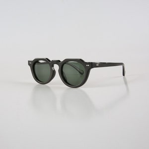 Grandes montures de lunettes de style classique faites à la main en corne de buffle naturelle véritable de 146 mm - Noir piano - Hommes - Femmes -