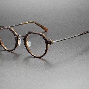 Vintage Italian style Lightweight Titanium and Acetate Glasses Frames - Prescription lenses - Unisex Glasses Retro