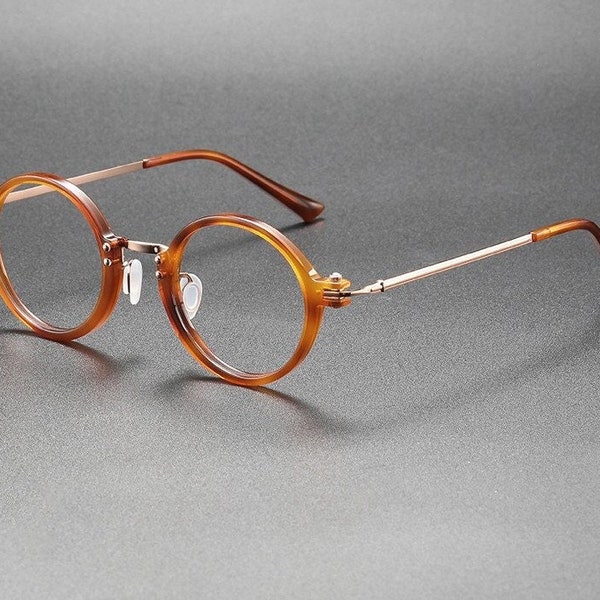 Vintage Italian style Lightweight Titanium and Acetate Glasses Frames - Prescription lenses - Unisex Glasses Retro