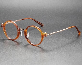 Vintage Italian style Lightweight Titanium and Acetate Glasses Frames - Prescription lenses - Unisex Glasses Retro