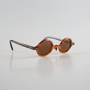 Lunettes de soleil à monture de lunettes rondes faites à la main en corne naturelle véritable - Corne ambre - Hommes - Femmes - 100% corne véritable