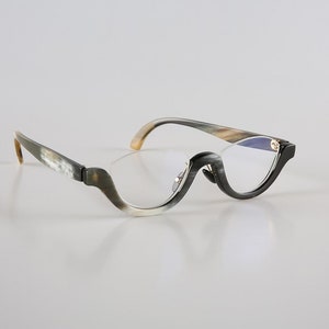 Véritable corne de buffle naturelle faite à la main unique demi-jantes vintage montures de lunettes - hommes - femmes - 100% corne véritable