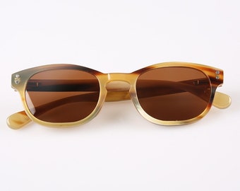 Montures de lunettes faites à la main en corne naturelle véritable - Couleur caramel - Rivets - Homme - Femme - 100% corne de taureau véritable