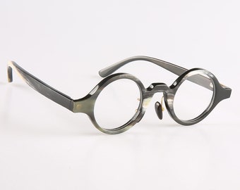 Handgefertigte Runde Horn Brillengestelle: Vintage Style Unisex Brille