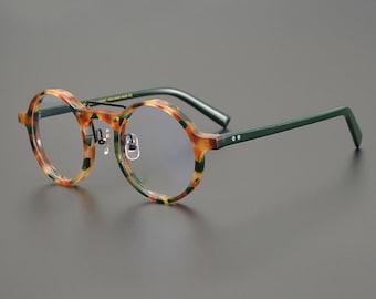 Vintage Japanse stijl Acetaat Ronde Boogbrug Handgemaakte Frames Bril - Verschillende kleuren - Glazen op sterkte -