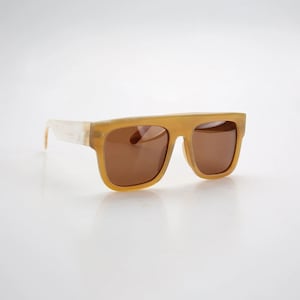 Grandes montures de lunettes de soleil carrées en corne naturelle rétro faites à la main - Hommes - Femmes - 100 % Corne véritable