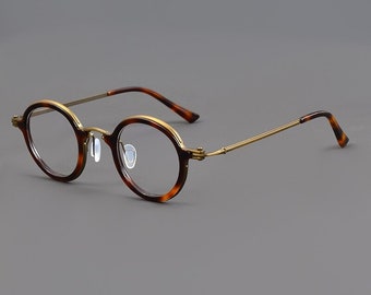 Vintage stile italiano classico rotondo leggero titanio acetato montature fatte a mano occhiali - diversi colori - lenti graduate