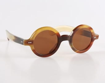 Handgemachte Runde Horn Sonnenbrille, Vintage Style