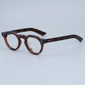 Vintage japanischer Stil Acetat klassische Polygon handgefertigte Rahmen Brille verschiedene Farben Korrektionsgläser Tortoise