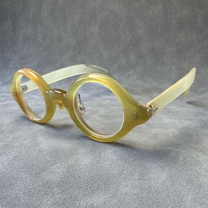 Montures de lunettes vintage en corne naturelle véritable épaisse, rondes et incurvées faites à la main - Hommes - Femmes - 100 % corne véritable