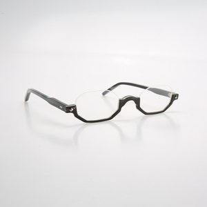 Montures de lunettes géométriques uniques en corne de buffle faites main, véritable corne naturelle, demi-cercle - hommes - femmes - 100 % corne véritable