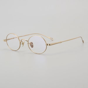 Retro japanischer Stil leichte klassische kleine ovale Titan-Brille verschiedene Farben Brillen mit Stärke Herren Brille Retro Gold