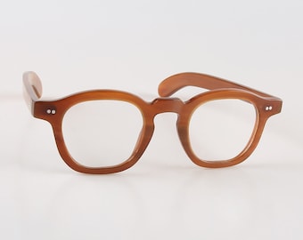 Genuine Natural Horn Handmade Woody Allen Style Glasses Frames - Amber Color - Rivets- Men - Women - 100% Genuine Bull Horn