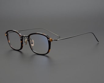 Vintage japanischer Stil Titan Acetate Classic Business Handgemachte Rahmen Brille - Verschiedene Farben - Gläser mit Stärke -