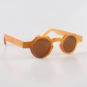Handmade Round Horn Sunglasses: Amber Honey Frames