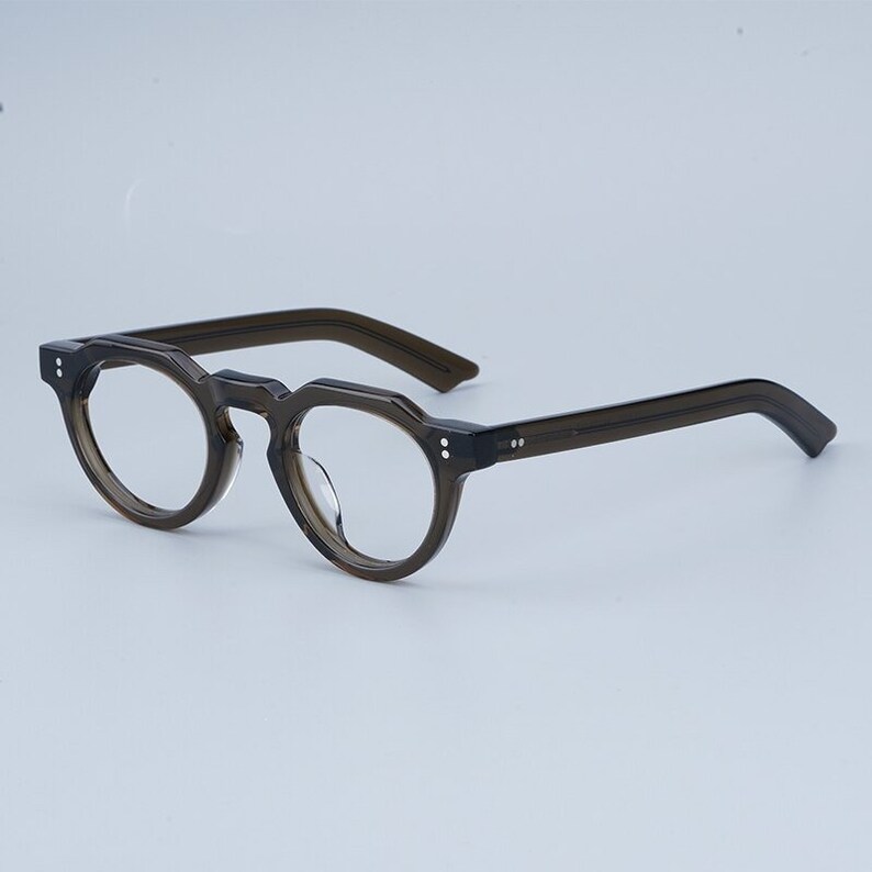 Vintage japanischer Stil Acetat klassische Polygon handgefertigte Rahmen Brille verschiedene Farben Korrektionsgläser Tea