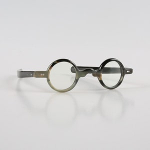 Lunettes de soleil rondes épaisses faites à la main en corne naturelle véritable - Corne verte noire - Homme - Femme - 100 % corne véritable