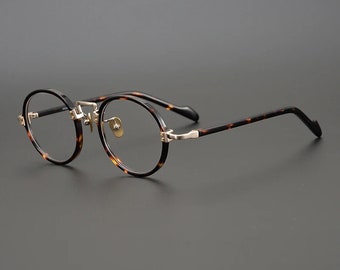 Lunettes de vue vintage rondes faites main en acétate de titane de style japonais - Différentes couleurs - Verres correcteurs -