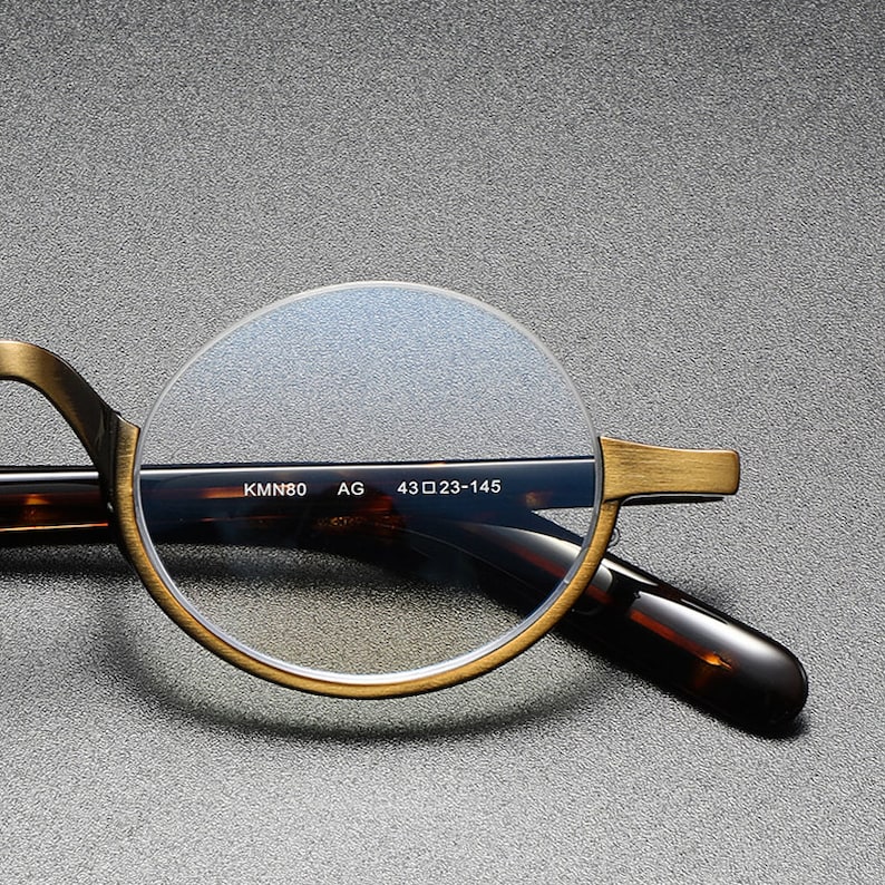 Vintage japanischer Stil kleine runde ovale leichte Titanium und Acetat Brillengestelle Brillen mit Stärke Unisex Brillen Retro Bild 4