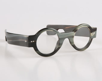 Handmade Round Horn Glasses Frames: Vintage Style Men/Women