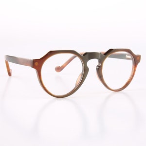 Corne Naturelle Véritable Faite à la Main Ronde Rétro Gazes Françaises - Couleur Ambre - Homme - Femme - Corne 100% Véritable