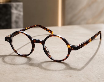 Occhiali da vista rotondi in acetato stile vintage con lenti da 40-44 mm: design giapponese, montatura realizzata a mano.
