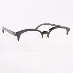 Monture de lunettes de style classique en corne de buffle naturelle véritable faite à la main - Corne noire piano - Plaquettes de nez - Homme unisexe