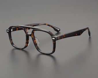 Vintage japanischen Stil Acetat Doppelstrahl Aviator handgefertigte Rahmen Brille - verschiedene Farben - Korrekturgläser -