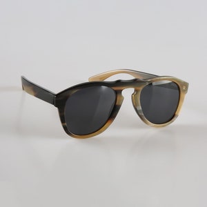Montures de lunettes vintage faites à la main dans le style des années 1970 en corne naturelle véritable - Hommes - Dégradé naturel - Femmes - Corne 100 % véritable - Pilote aviateur