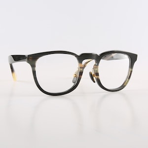 Véritable corne de buffle naturelle Grande 148 mm Faite à la main Cadres de lunettes de style classique - Coussinets de nez - Rayures vert foncé - Hommes - Femmes -