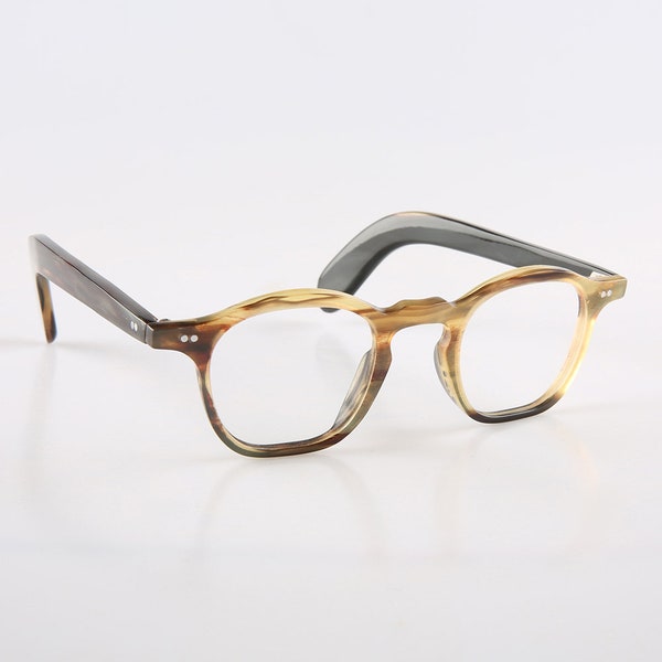 Genuine Natural Horn Handmade Thin Rim Rivets Glasses Frames -  Honey and Black Horn Color - Men - Women - 100% Genuine Bull Horn