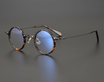 Vintage Japanse stijl Titanium Retro Rond Acetaat Lichtgewicht Klassiek Handgemaakte Frames Bril - Verschillende kleuren - Glazen op sterkte -