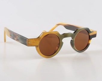 Genuine Natural Horn  Handmade Round Glasses Frames Sunglasses - Men - Women - 100% Genuine Horn