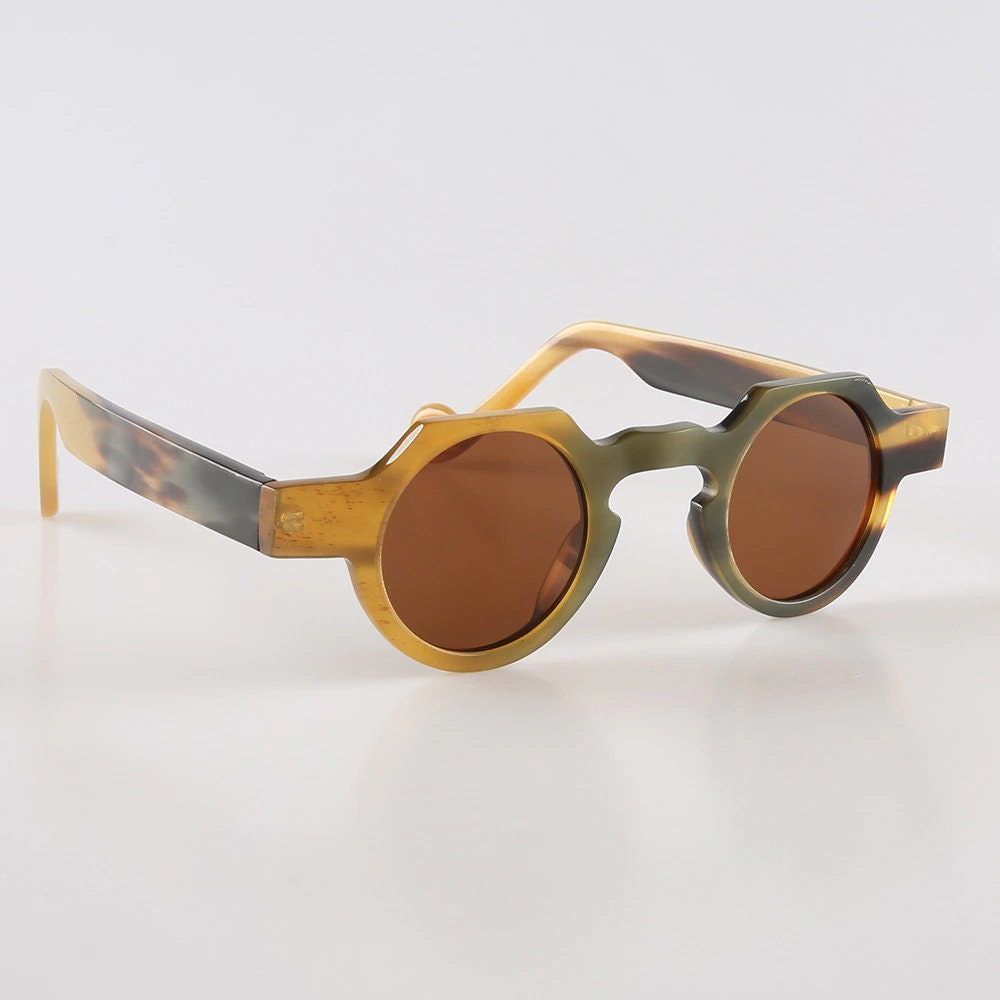 Handmade Round Horn Sunglasses Frames: Vintage Style