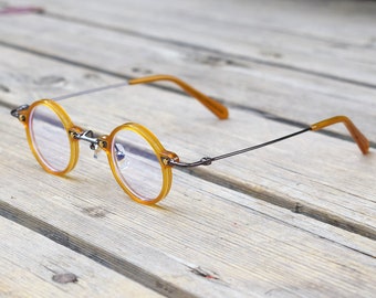 Vintage Style Classic Small Round Glasses Acetate Spectacles - Japanese Style - Nose Pads - Reading Glasses